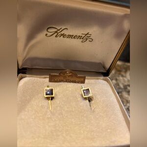 Vintage Krementz Mother of Pearl Gold-Filled Square Tuxedo Studs-2 original box
